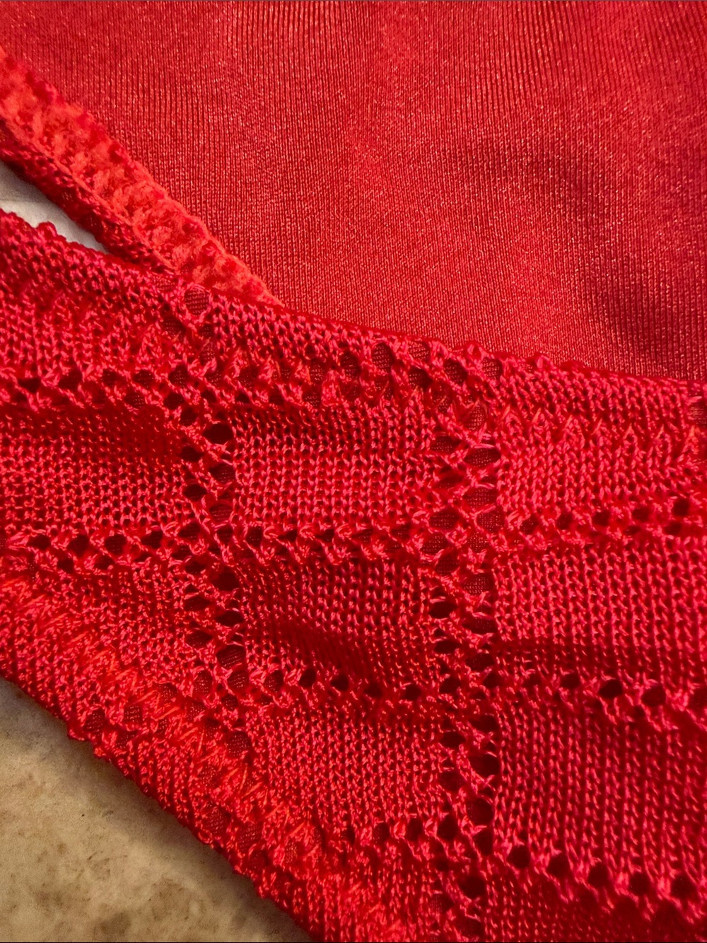 triangl swimwear Red Crochet Triangle Bikini Set with Cover-Up - Picture 5 of 9